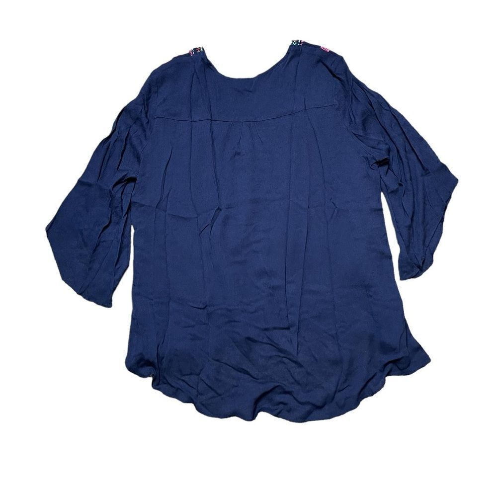 Calessa Embroidered Blouse Blue Size Medium - image 2